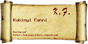 Kubinyi Fanni névjegykártya